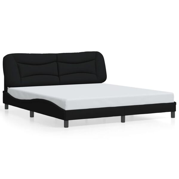 vidaXL Cadre de lit sans matelas Hvar noir 180x200 cm tissu