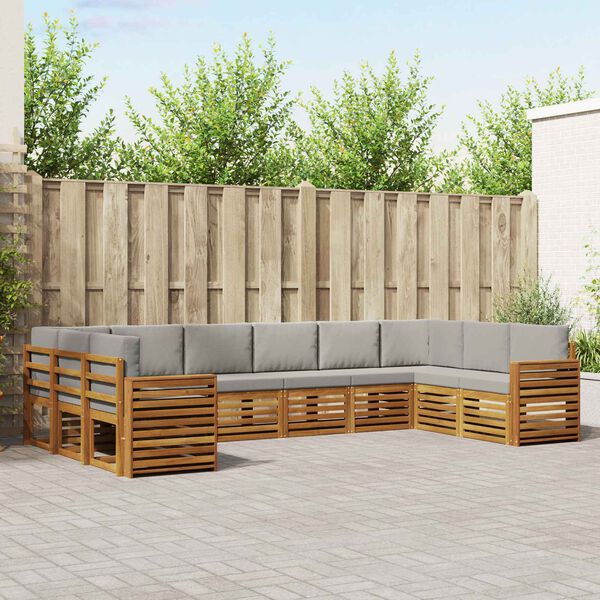 vidaXL Ensemble de canap&eacute; d'angle 10 pcs Gris Naturel et Clair