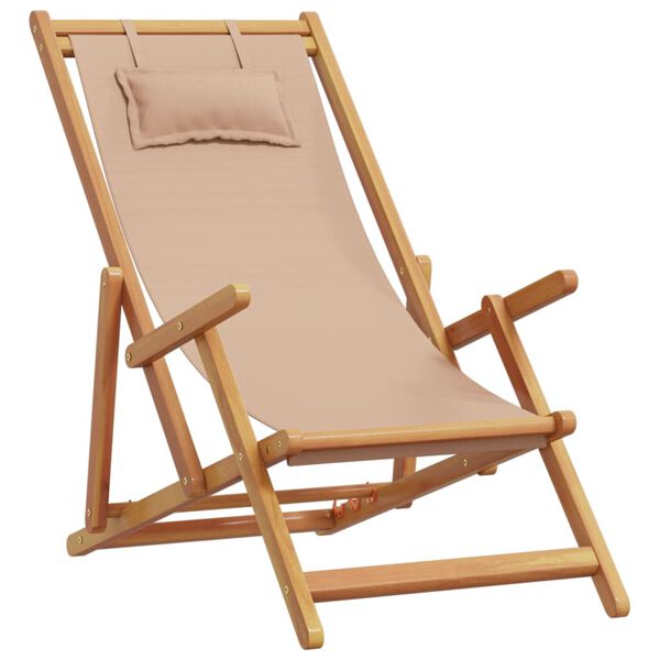 vidaXL Chaises de plage pliantes lot de 2 taupe tissu et bois massif