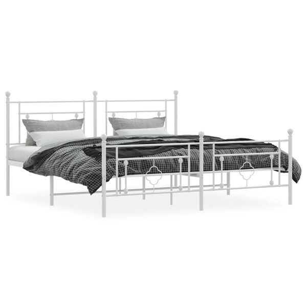 vidaXL Cadre de lit m&eacute;tal sans matelas et pied de lit blanc 183x213 cm
