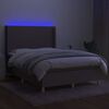 vidaXL Sommier &agrave; lattes de lit matelas et LED Taupe 140x200 cm Tissu