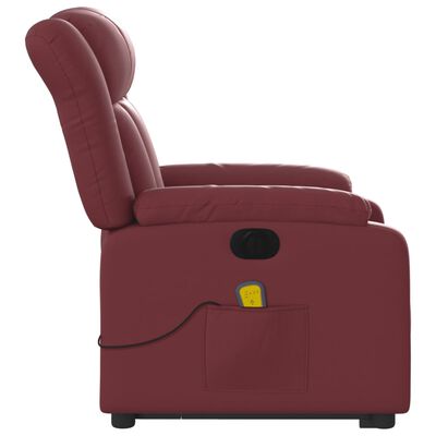 vidaXL Fauteuil inclinable de massage électrique rouge bordeaux