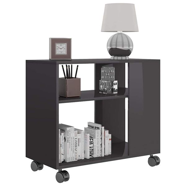 vidaXL Table d'appoint Gris brillant 70x35x55 cm Bois d'ingénierie