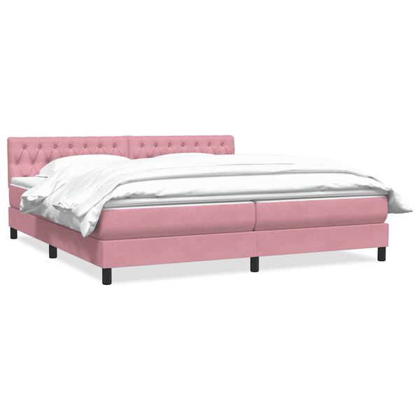 vidaXL Sommier &agrave; lattes de lit avec matelas rose 180x210 cm velours