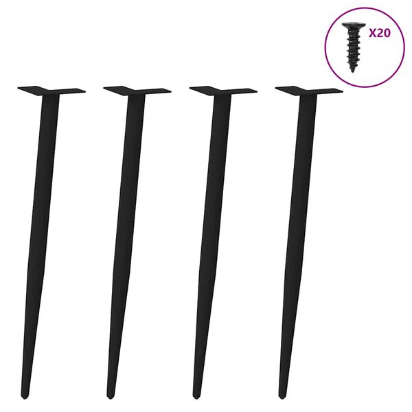 vidaXL Pieds de table console coniques 4 pi&egrave;ces Noir 72-73 cm Acier