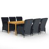 vidaXL Ensemble &agrave; manger de jardin 7 pcs Gris fonc&eacute;