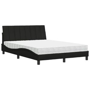 vidaXL Lit avec matelas Hanko noir 140x200 cm tissu