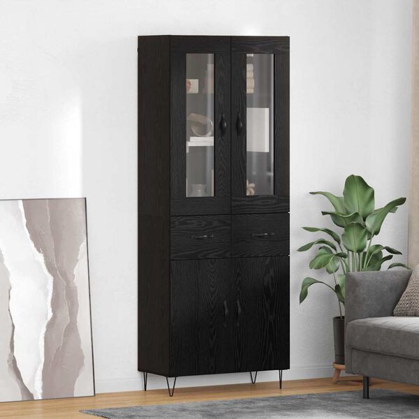 vidaXL Haut Armoire Ch&ecirc;ne noir 69,5 x 34 x 90 cm Bois d'ing&eacute;nierie
