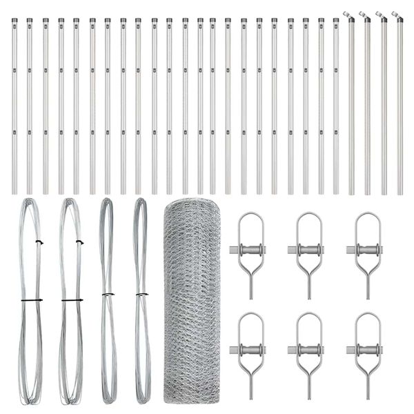 vidaXL Poteau de cl&ocirc;ture. Argent&eacute; 50 x 0,5 m (maillage 25 mm) Acier