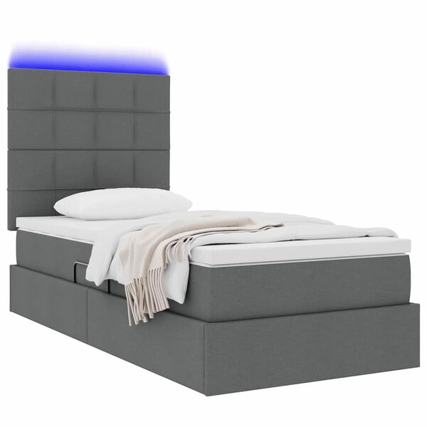 vidaXL Lit avec rangement et LED Gris fonc&eacute; 100 x 200 cm Polyester