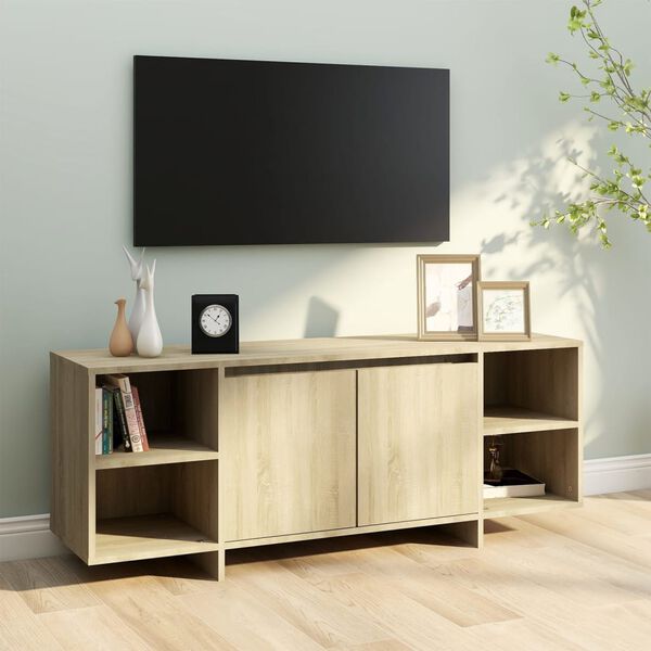vidaXL Meuble TV ch&ecirc;ne sonoma 130x35x50 cm bois d'ing&eacute;nierie