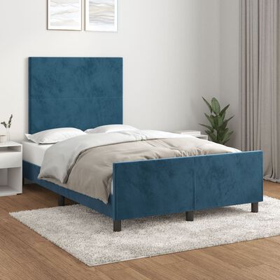 vidaXL Cadre de lit avec tête de lit Bleu foncé 120x200 cm Velours