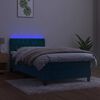 vidaXL Sommier &agrave; lattes de lit avec matelas et LED Bleu fonc&eacute; 90x190cm