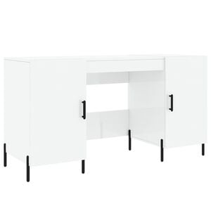vidaXL Bureau Blanc brillant 140x50x75 cm Bois d'ing&eacute;nierie