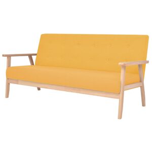 vidaXL Canap&eacute; &agrave; 3 places Tissu Jaune