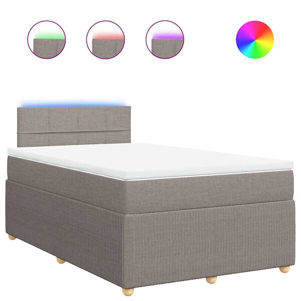 vidaXL Sommier &agrave; lattes de lit avec matelas Taupe 120x200 cm Tissu