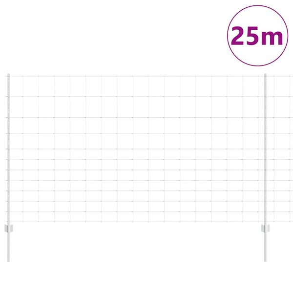 vidaXL Cl&ocirc;ture avec poteau Argent&eacute; 1,4 x 25 m Acier