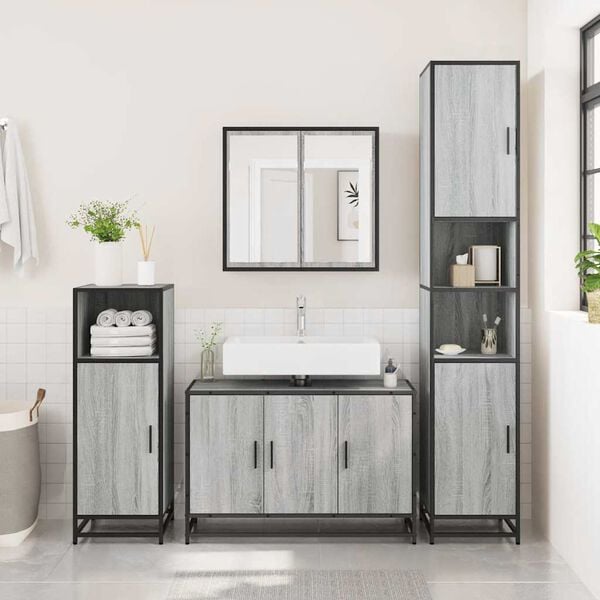 vidaXL Armoire de lavabo de salle de bain sonoma gris 90x33x60 cm