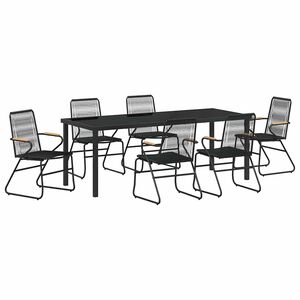 vidaXL Ensemble de salle &agrave; manger pour jardin 7 pcs Noir
