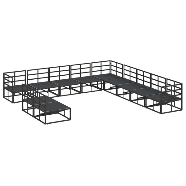 vidaXL Ensemble de canap&eacute; de jardin avec coussin 11 pcs Noir Aluminium
