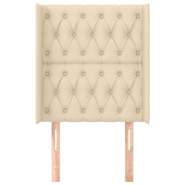 vidaXL T&ecirc;te de lit avec oreilles Cr&egrave;me 83x16x118/128 cm Tissu