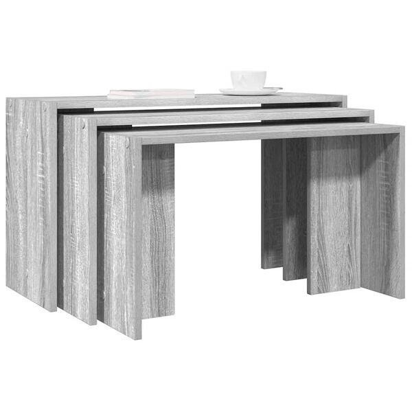 vidaXL Tables gigognes 3 pcs sonoma gris bois d'ingénierie