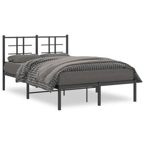 vidaXL Cadre de lit m&eacute;tal sans matelas avec t&ecirc;te de lit noir 120x190cm