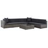 vidaXL Salon de jardin 7 pcs avec coussins r&eacute;sine tress&eacute;e gris