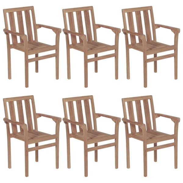 vidaXL Chaises de jardin empilables avec coussins lot de 6 Teck solide