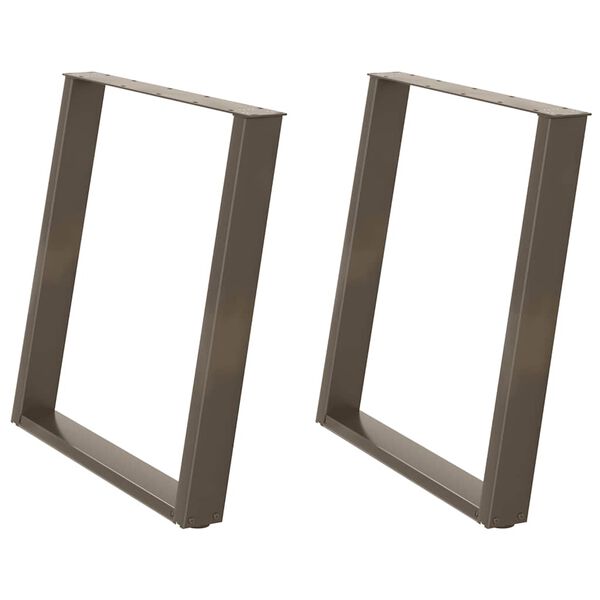 vidaXL Pieds de table &agrave; manger en forme de U, 2 pi&egrave;ces, acier naturel, 70 x (72-73) cm
