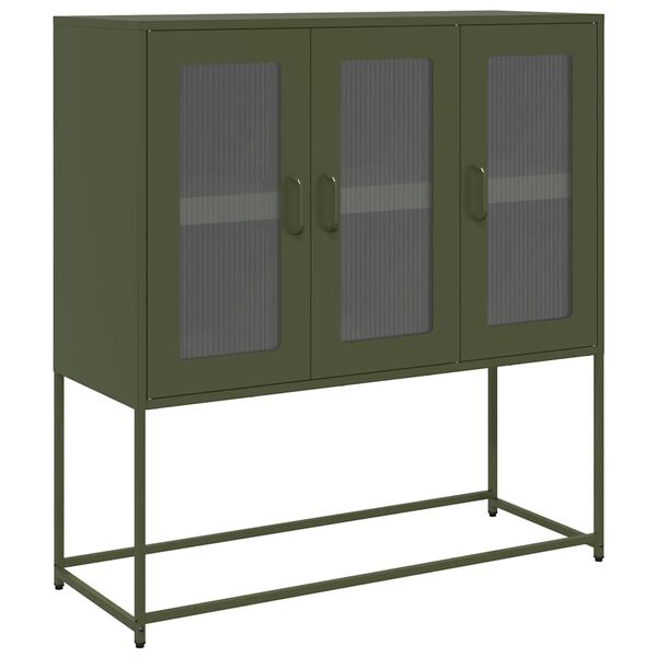vidaXL Buffet vert olive 100,5x39x107 cm acier laminé à froid