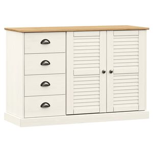 vidaXL Buffet avec tiroirs VIGO 113x40x75 cm blanc bois massif de pin