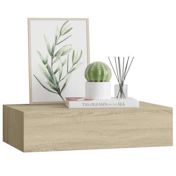 vidaXL Étagère à tiroir murale chêne 40x23,5x10 cm MDF