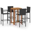 vidaXL Ensemble de bar de jardin 5 pcs Noir