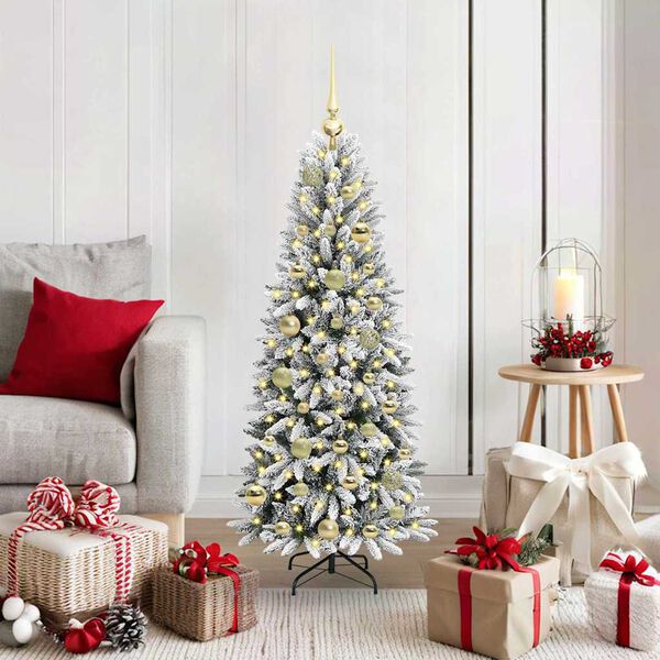 vidaXL Sapin de No&euml;l artificiel avec 150 LED avec support Blanc 120 cm