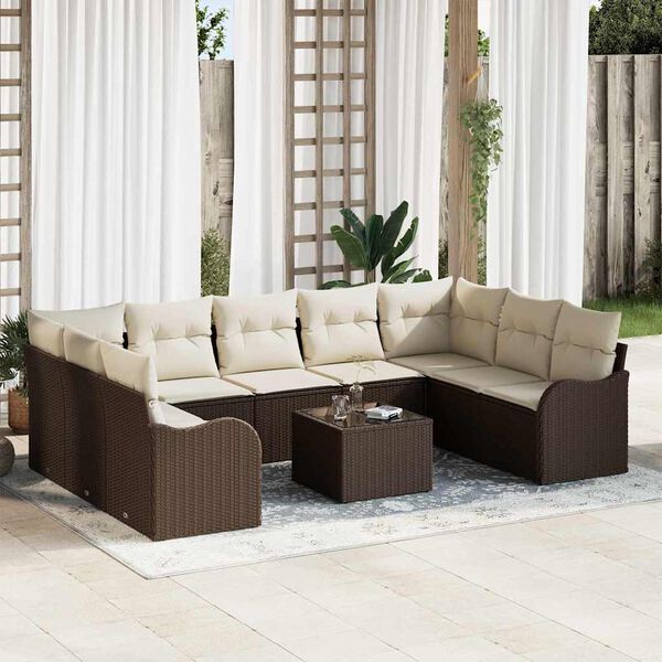 vidaXL Ensemble de canap&eacute; de jardin Marron polyrotin