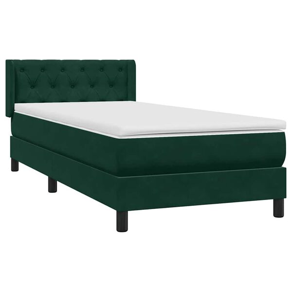 vidaXL Sommier &agrave; lattes de lit et matelas vert fonc&eacute; 80x220 cm velours
