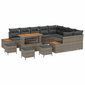 vidaXL Ensemble de canap&eacute; de jardin 13 pc 12-Nombre de places Gris