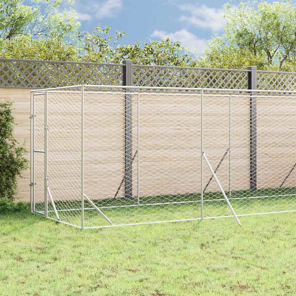 vidaXL Chenil d'ext&eacute;rieur pour chiens avec toit argent&eacute; 2x10x2,5 m