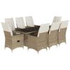 vidaXL Ensemble &agrave; manger de jardin et coussins 9 pcs beige Poly rotin