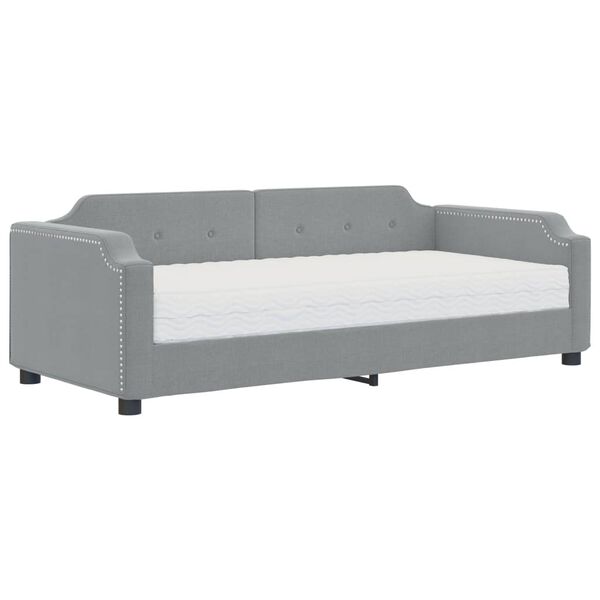 vidaXL Lit de jour avec matelas gris clair 90x190 cm tissu