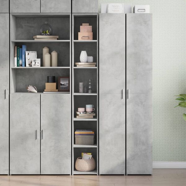 vidaXL Buffet haut gris béton 30x41x185 cm bois d'ingénierie