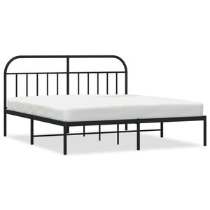 vidaXL Cadre de lit m&eacute;tal sans matelas et t&ecirc;te de lit noir 180x200 cm