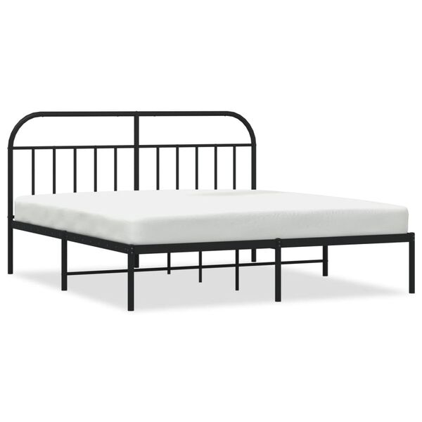 vidaXL Cadre de lit m&eacute;tal sans matelas et t&ecirc;te de lit noir 180x200 cm
