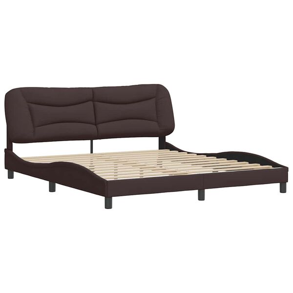 vidaXL Cadre de lit sans matelas Hvar marron fonc&eacute; 180x200 cm tissu