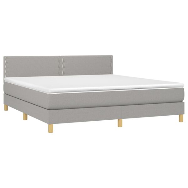 vidaXL Sommier &agrave; lattes de lit matelas LED Gris clair 160x200 cm Tissu