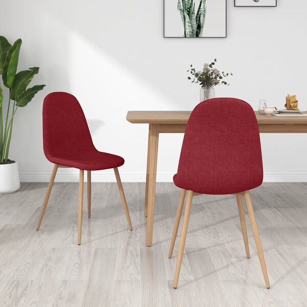 vidaXL Chaises à manger lot de 2 rouge bordeaux tissu