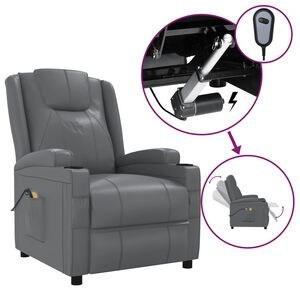 vidaXL Fauteuil de massage &eacute;lectrique Anthracite Similicuir