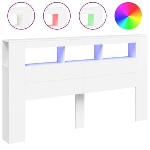 vidaXL T&ecirc;te de lit &agrave; LED blanc 180x18,5x103,5 cm bois d'ing&eacute;nierie