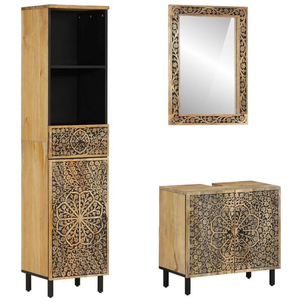 vidaXL Ensemble de meubles de salle de bain 3 pcs bois manguier massif